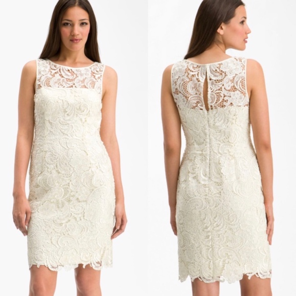 Adrianna Papell Cream Lace Sheath Dress